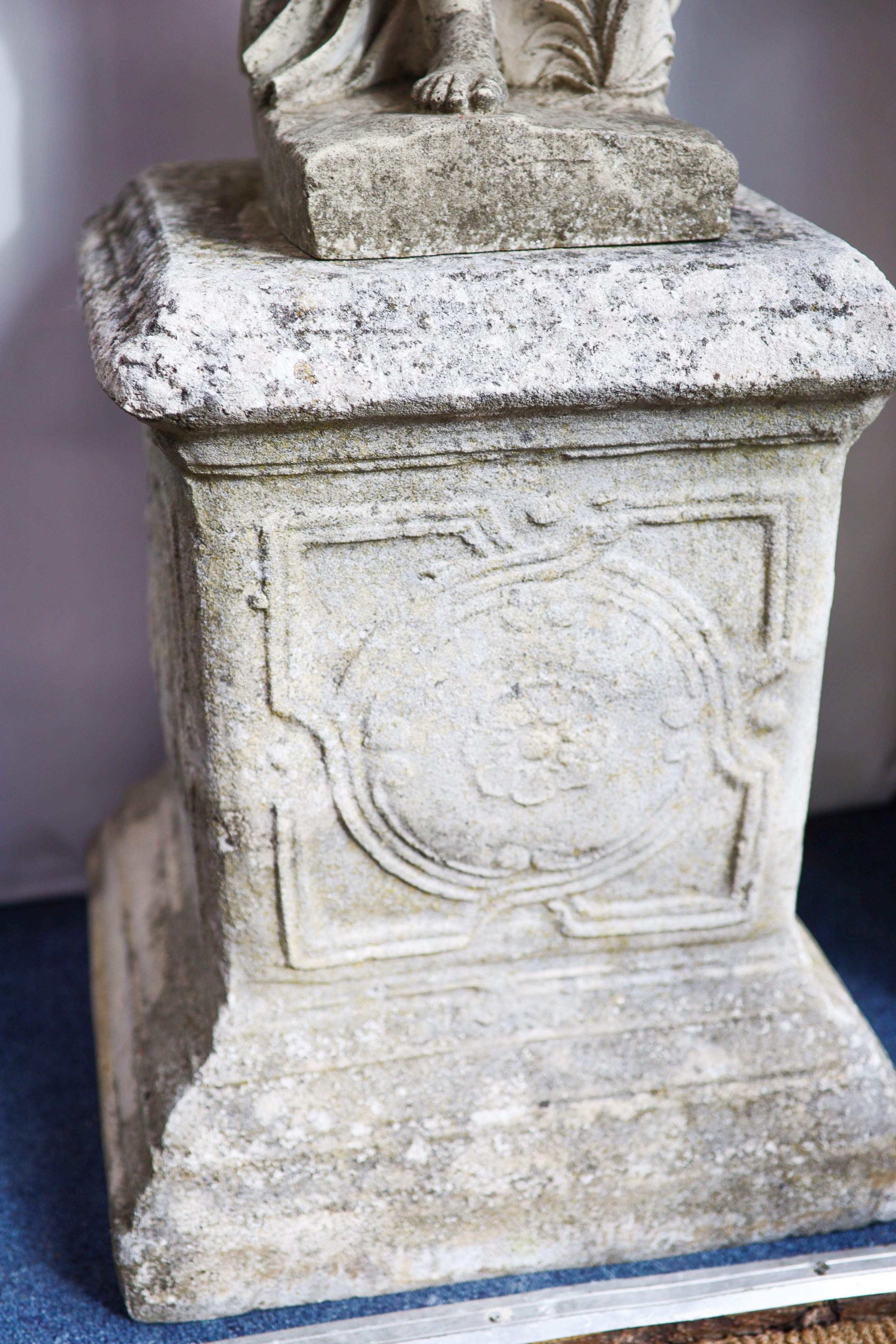 A 19th century carved marble statue of Venus, raised on a reconstituted plinth, height 135cm